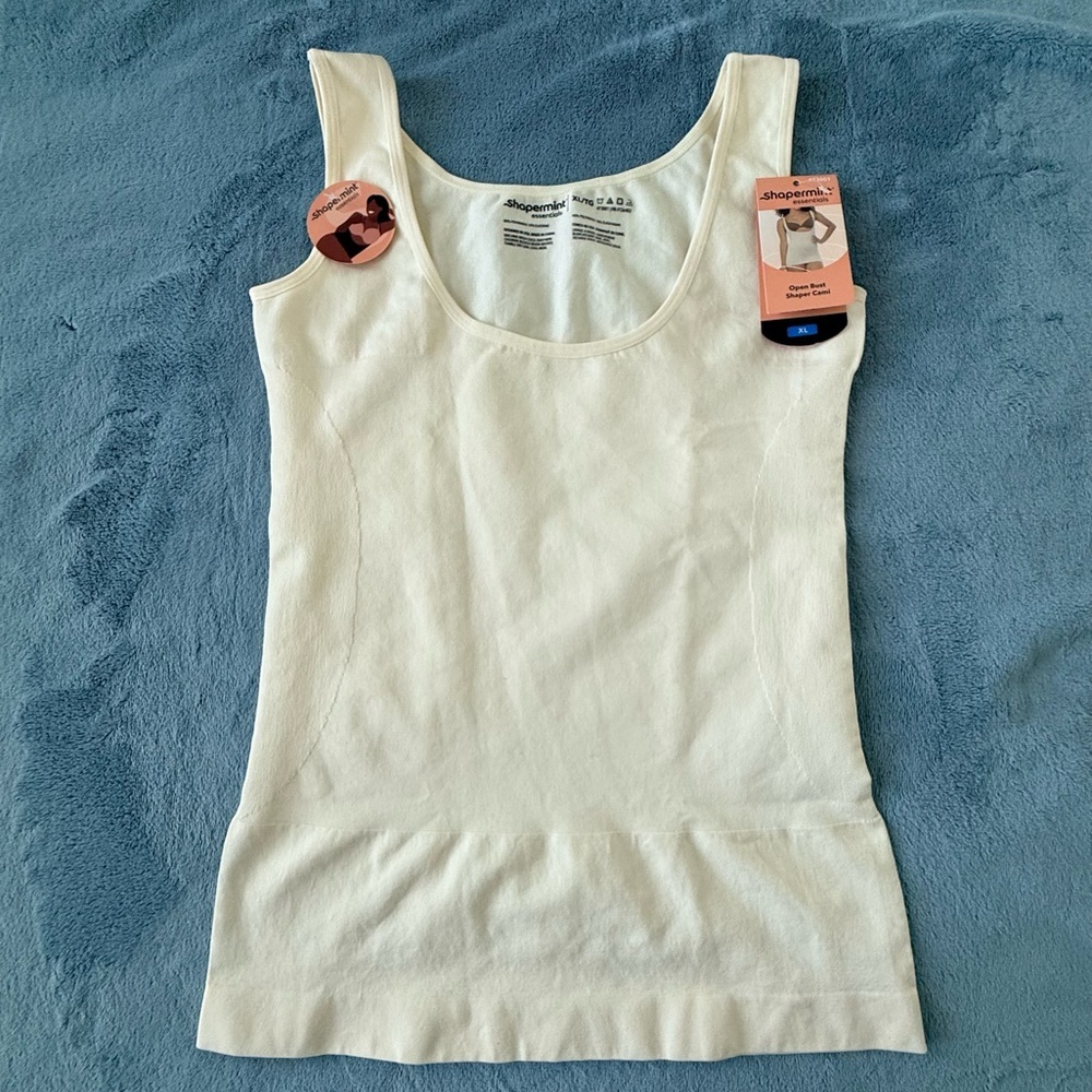 Shapermint Essentials Open Bust Shaper Cami in a beige/off-white color Size XL